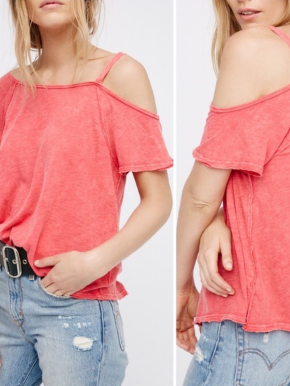 Free People Coraline Cold-Shoulder Camisole in Coral